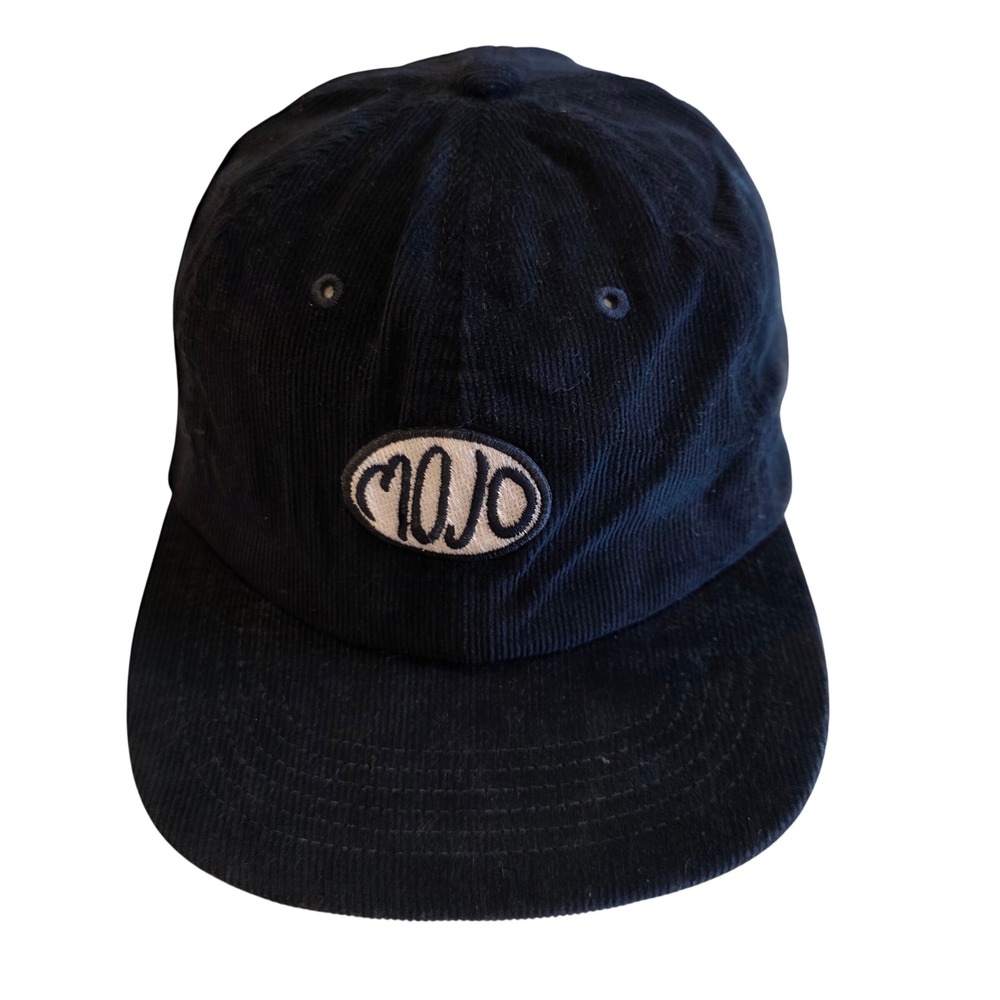 Mojo Corduroy Snapback Hat Black Embroidered Logo 6 Panel Cap Adjustable